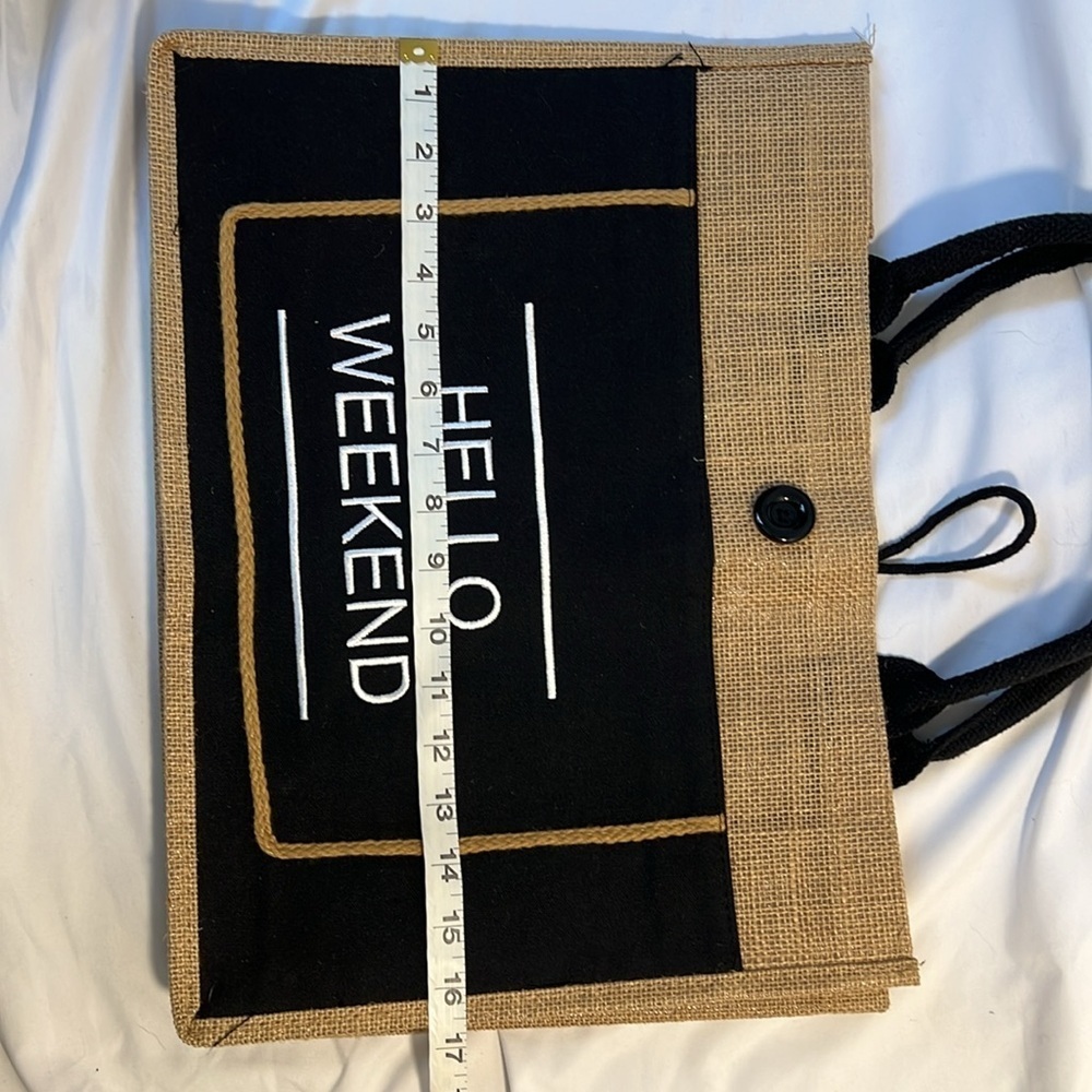 🌷SPRING CLEANING 🌷Hello Weekend Burlap Tote Bag - Picture 5 of 7